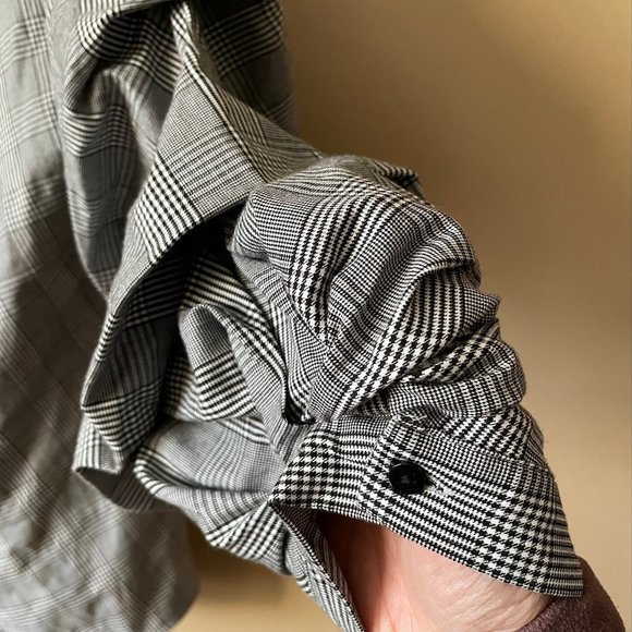 Zara Woman Black & White Plaid Wrap Shirt - Picture 7 of 10